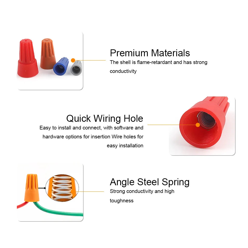DIY GO 200PCS Quick Wire Connector Screw Cap Terminals, Electrical Equipment Connectors, Wire Connector Terminals, AWG 22-10