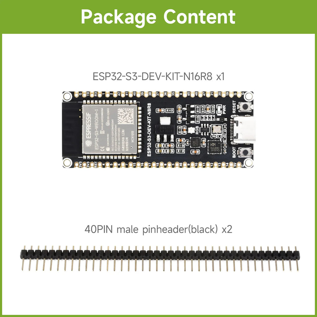 Waveshare ESP32-S3 Microcontroller, 2.4GHz Wi-Fi Development Board, 240MHz Dual Core Processor, ESP32-S3-WROOM-1-N8R8 Module