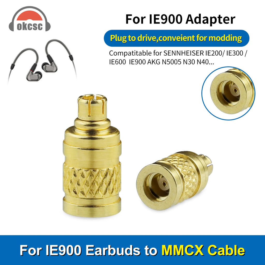 OKCSC HIFI Earphone Connecter for MMCX Female to IE900 Male Adapter for SENNHEISER IE200/IE300/IE600/IE900/AKG N5005/N30/N40