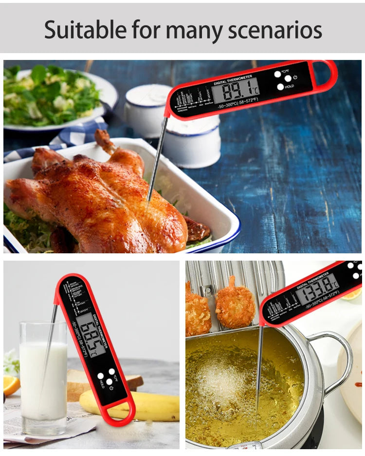 Digital Waterproof Meat Thermometer for Cooking Instant Read Food Thermometer for Grill BBQ with Accurate Temperature Display
