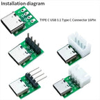 100/50/2Pcs TYPE C USB 3.1 Type C Connector 16 Pin Test PCB Board Plate Adapter Socket For Data Line Wire Cable Transfer