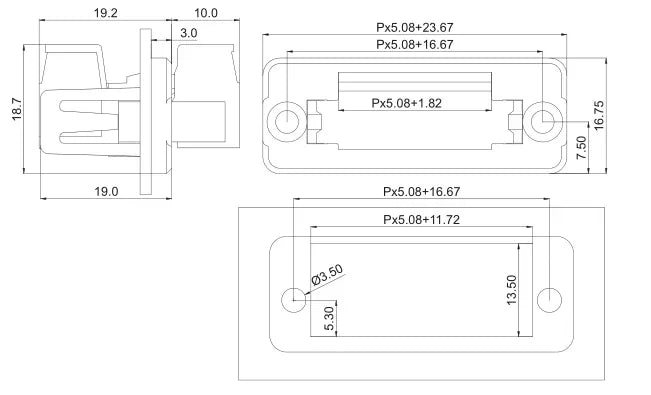 2/5 Sets 2EDGWC 5.08mm Pitch Plug-in Terminal Block, Through-Wall Welding-Free Panel Mount Connector (2P-10P)