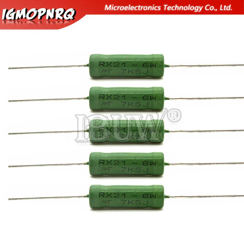 5PCS RX21 6W 10W Wire Wound Resistance 5% 1R 10R 100R 1K 10K 12K 15K 18R 20R 22R 24R 27R 30R 33R 36R 0.01R 0.05R 0.1R 0.12R