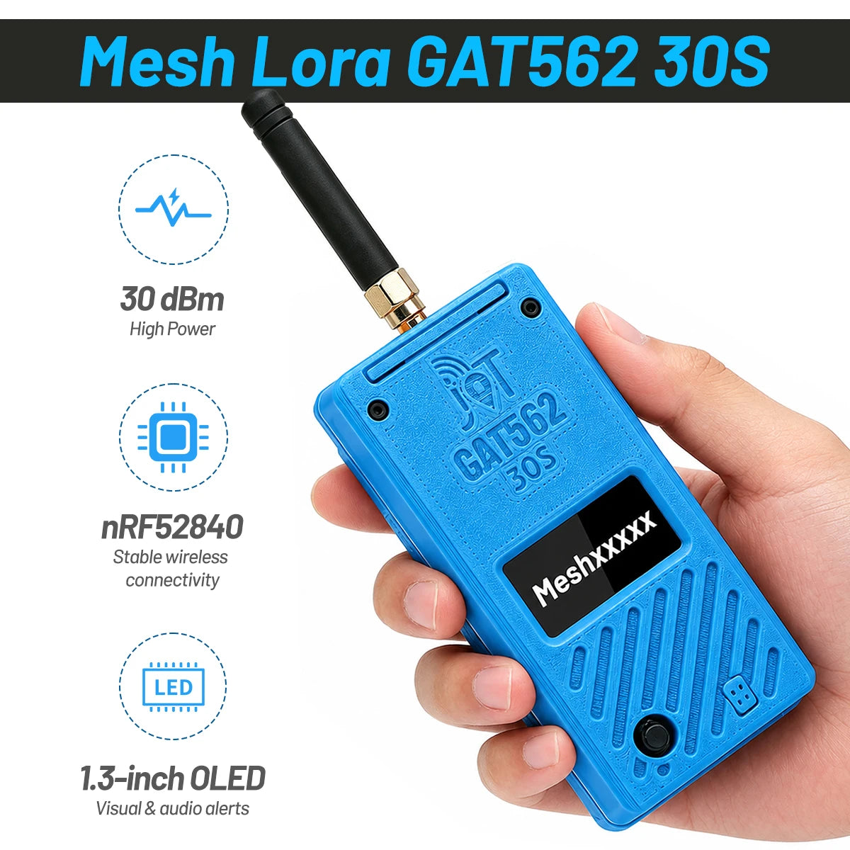GAT562 30s 30dBm High Power SX1262 GPS Mesh LoRa Radio Compatible Meshcore or Meshtastic Wireless Tracker Node