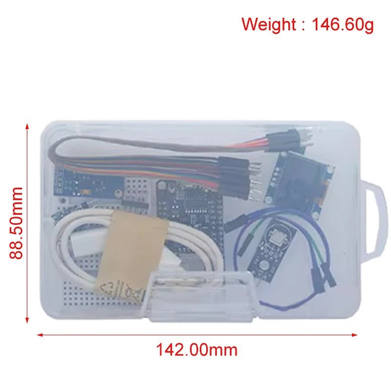 ESP8266 Weather Station Kit, Temperature & Humidity Sensor with OLED Display, Breadboard and Accessories for Arduino IoT Project