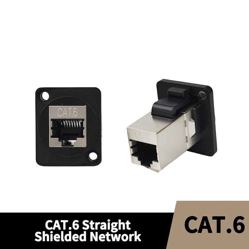 D Type RJ45 CAT5E CAT6 CAT6A CAT7 Panel Mount Feed Through Connector Shielded Ethernet Socket for Rack Cabinet Wall Plate 8P8C