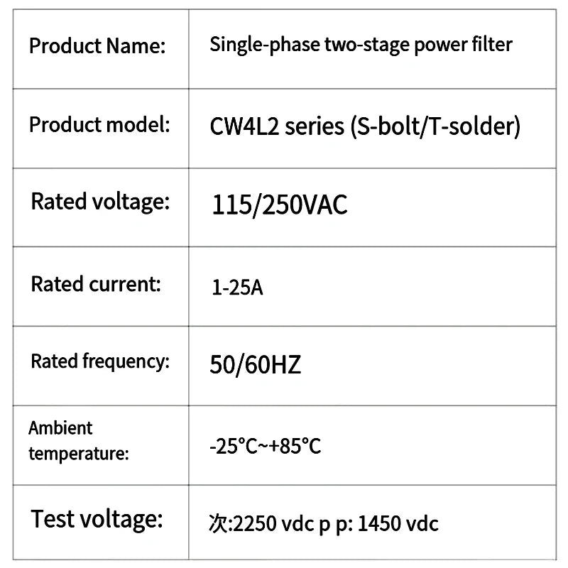 Power EMI Filter CW4L2-10A-T CW4L2-20A-T Single Phase AC 115V / 250V 20A 50/60HZ For Laser Cutting Engraving Machine And Marking