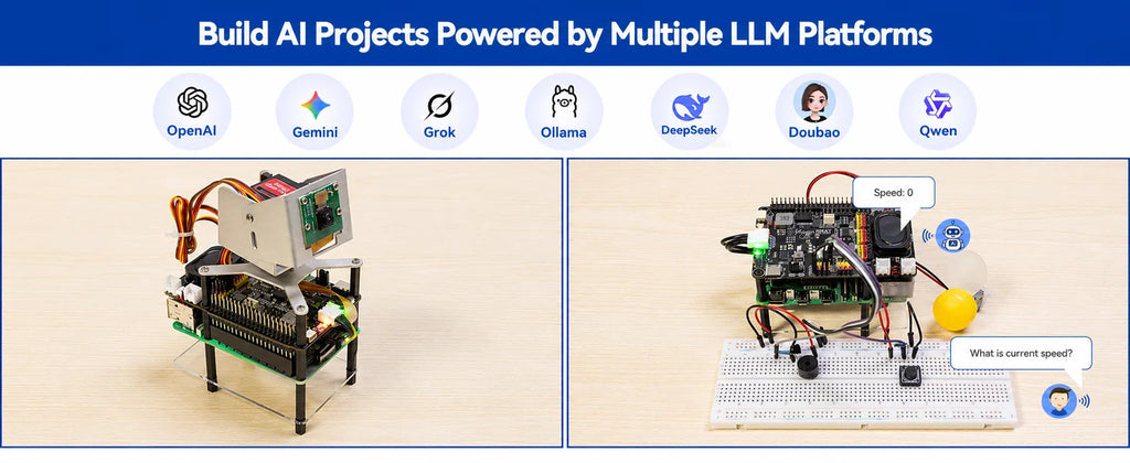 SunFounder AI Fusion Lab Kit for Raspberry Pi 5/4/3B+/Zero 2w, LLMs ChatGPT/Gemini/Grok, YOLO&OpenCV & MediaPipe, Python
