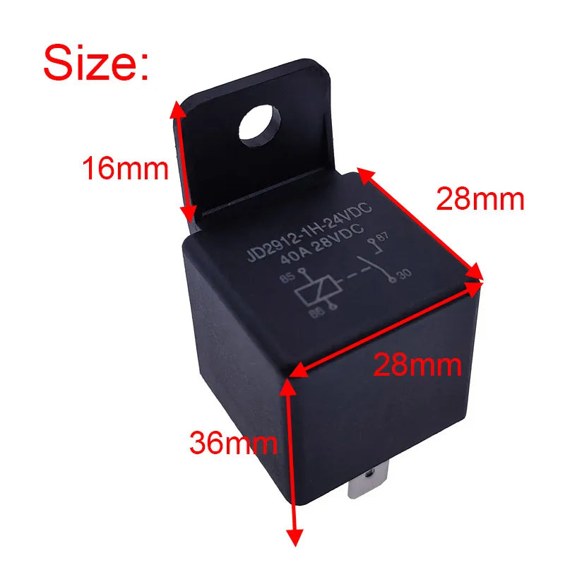 JD2912 4Pin 5Pin 40A Auto Car Relay DC 12V 24V 36V 48V 72V with Mounting Hole Coil Power 1.8W Automobile Control Device