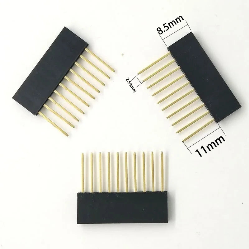 20pcs PC104 2.54mm Single Row 1X2P-40P Industrial Female Socket Single Row Rohs PH8.5mm Long Pin L11mm Female Header for Arduino