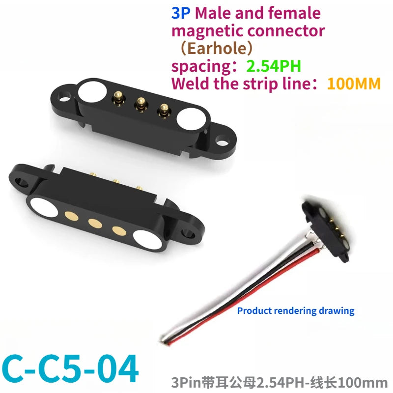 1/5Set 2A DC Magnetic Pogo Pin Connector 2Pin 3Pin 4 5 6 7 8 9 Pin Pogopin Male Female Spacing 2.5/2.80mm Spring Loaded Socket