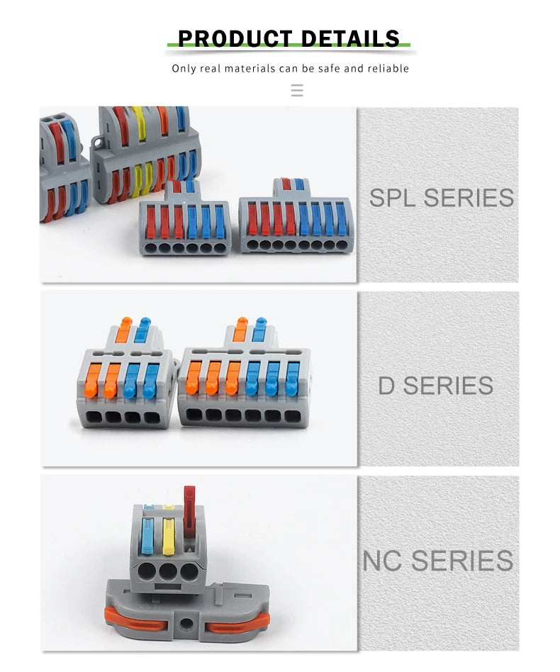 5PCS Lever Fast Wire Connectors Connect Electrical Universal Splicing Compact Inline Push-in Home Terminals Block 412/413 SPL