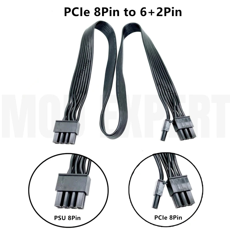 Modular Power Cable for Seasonic X-850, X-750, X-650 KM³ Modular, GPU PCIe 6+2Pin, CPU 4+4Pin, SATA, Molex IDE 4Pin, Main 24Pin