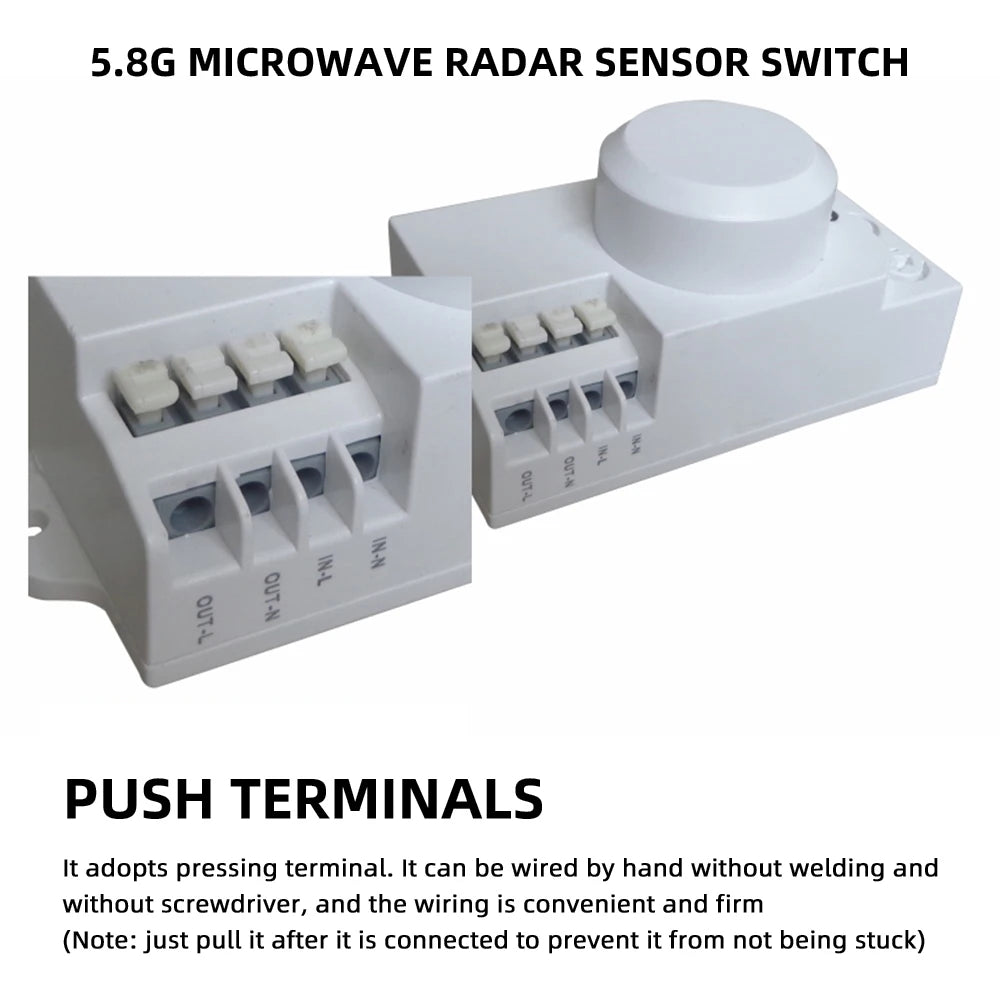 Diymore 5.8G Microwave Radar Sensor Switch AC85-250V Intelligent Energy Saving Control Microwave Radar Sensor Motion Detector
