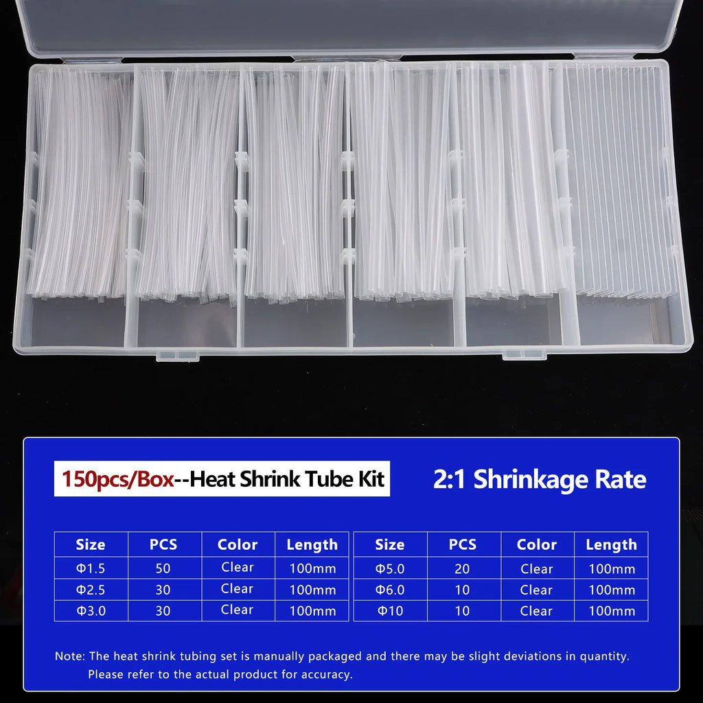 2:1 Heat Shrink Tube Kit Thermoresistant Shrinkage Tubing Wire Wrapping Electrical Connection Cable Insulation Sleeved Protecter