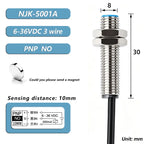 M8 Hall Magnetic Proximity Sensor Switch PNP/NPN NO NC 10-30V DC 3-Wire Sensing Distance 10mm IP67 Reed Proximity Sensor