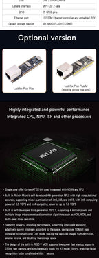 Luckfox Pico Plus,RV1103 Linux Micro Development Board,Integrates ARM Cortex-A7/RISC-V MCU/NPU/ISP Processors,With Ethernet Port
