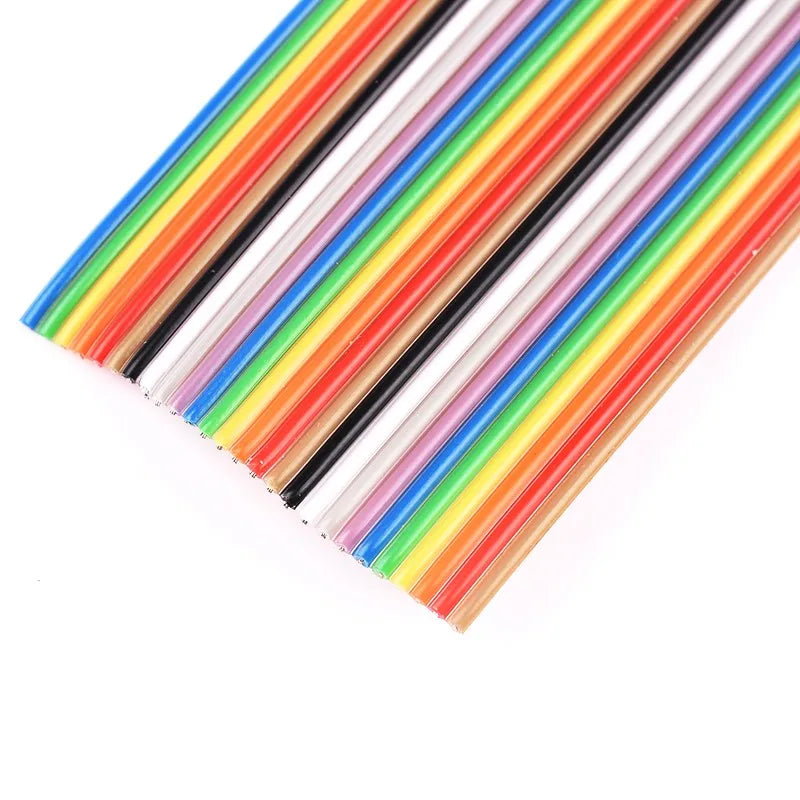 Rainbow Dupont Flat Ribbon Cable 1.27mm Pitch 1 Meter Length 6P‑64P Multi Pin Counts Compatible for FC Dupont Connector
