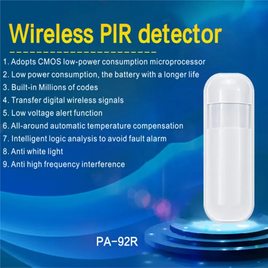 Wireless Infrared Motion Detector 433MHz EV1527 for Home Alarm System PIR Motion Sensor Detector， Home Wireless Motion Sensor