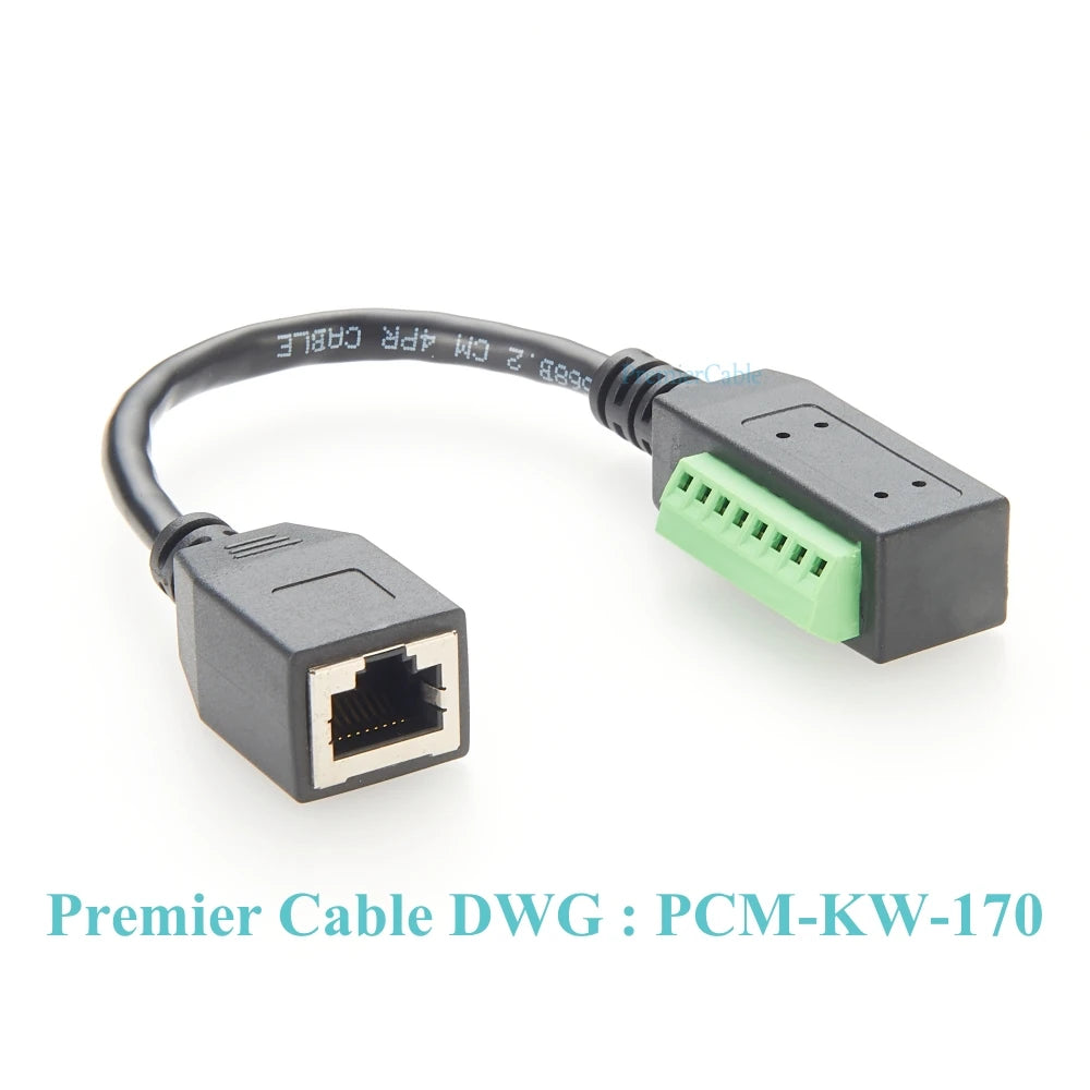 RJ45 8P8C Male to 8Pin Solderless Terminal Block Cable RJ45 to Screw Terminal Block Adapter RJ45 Screw Terminal Breakout Board