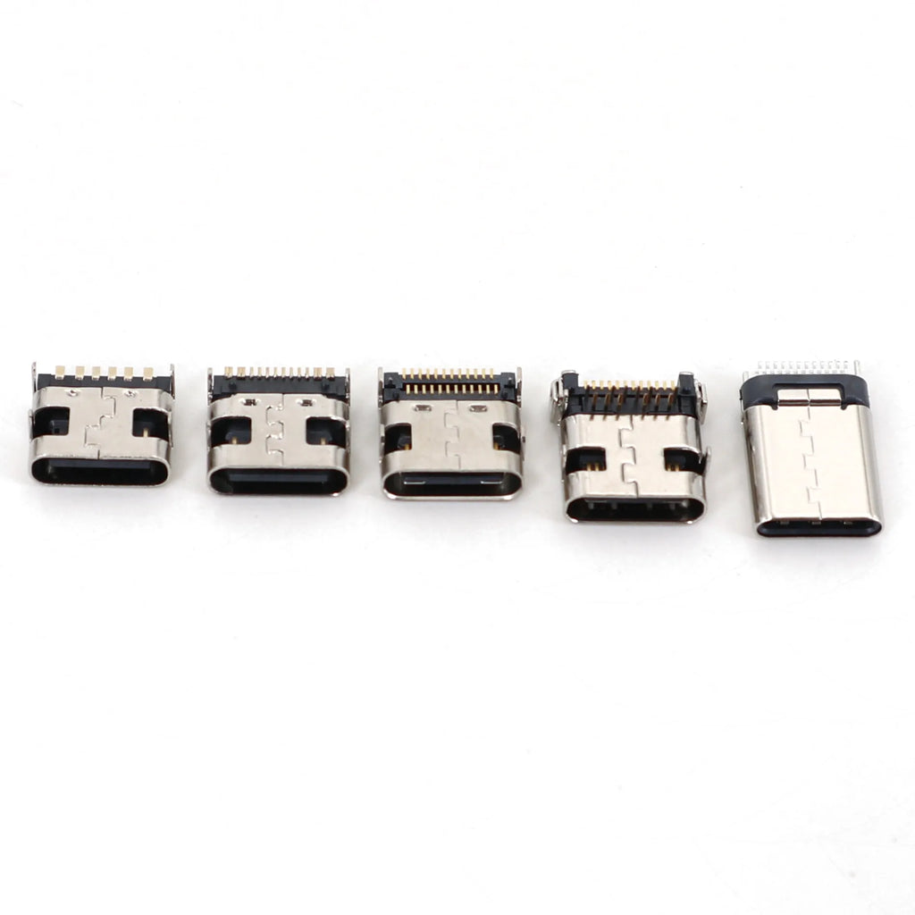 10Pcs USB 3.1 Type C 6/16/24 Pin Connector Male Female Charging Port PCB Mount Solder Socket