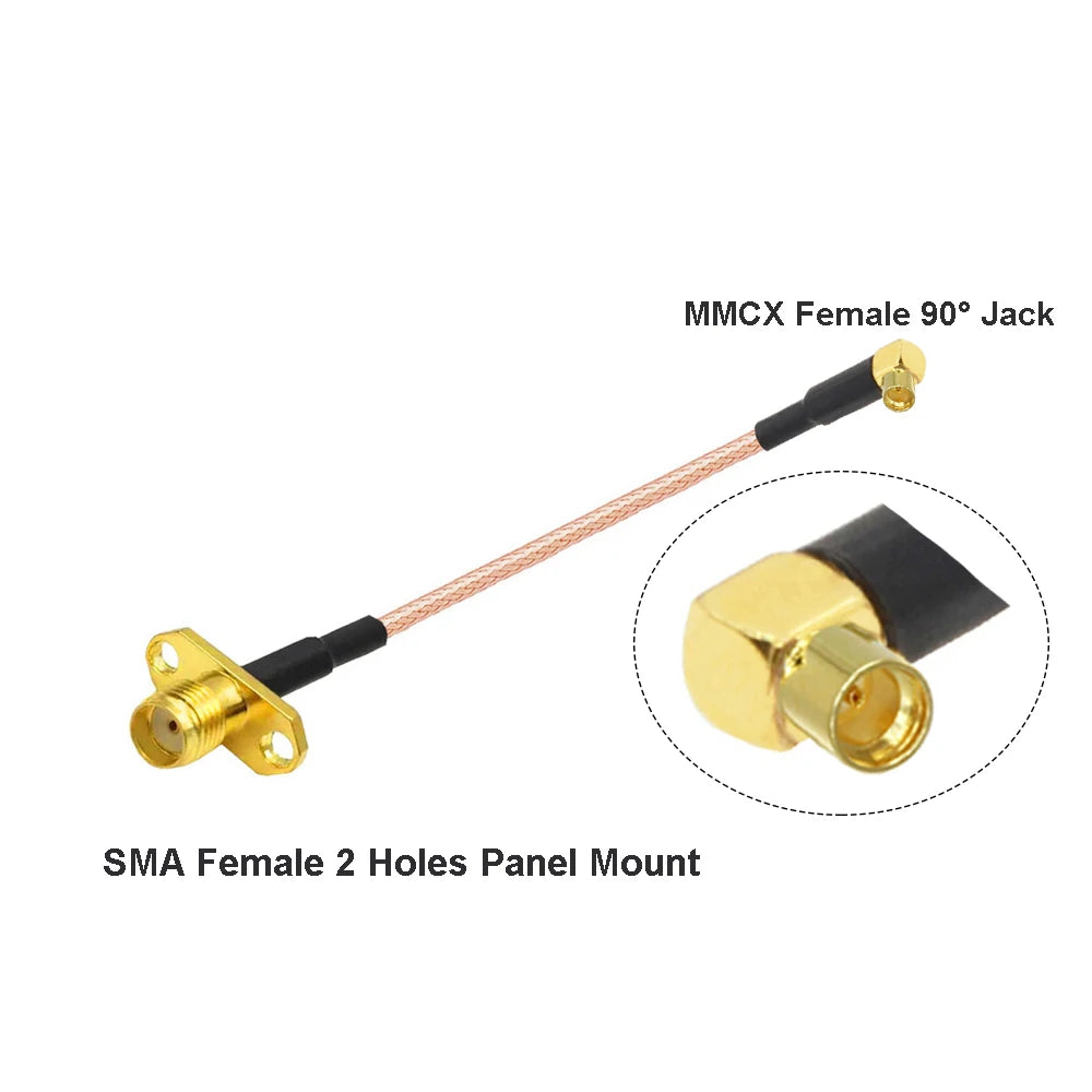 2PCS MMCX to SMA/RP-SMA Female Flange Panel Mount RG316 Pigtail FPV Antenna Extension Cord for TBS Unify PandaRC VTX