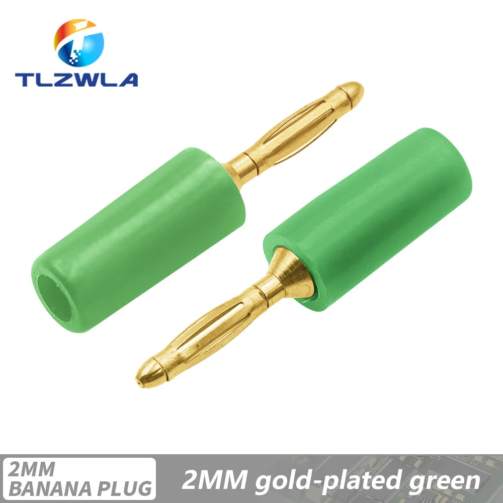 5PCS 2MM Audio Banana Plug Mini Speaker Pure Copper Gold Plated Plug Connector Welded Assembly Experimental Test Cord Head