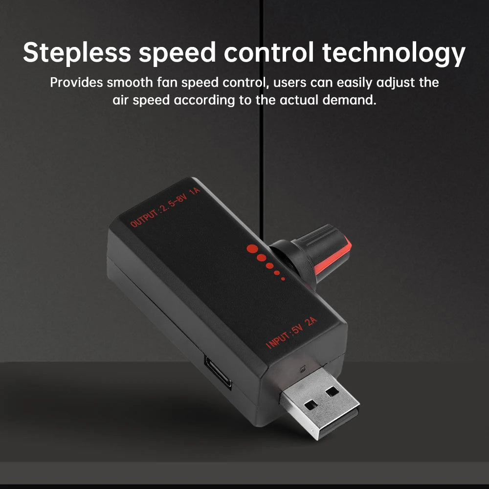 5W DC5V2A Fan Speed Controller Induction Speed Controller with Switch USB Protection Type-C USB Laptop Cell Phone Cooling