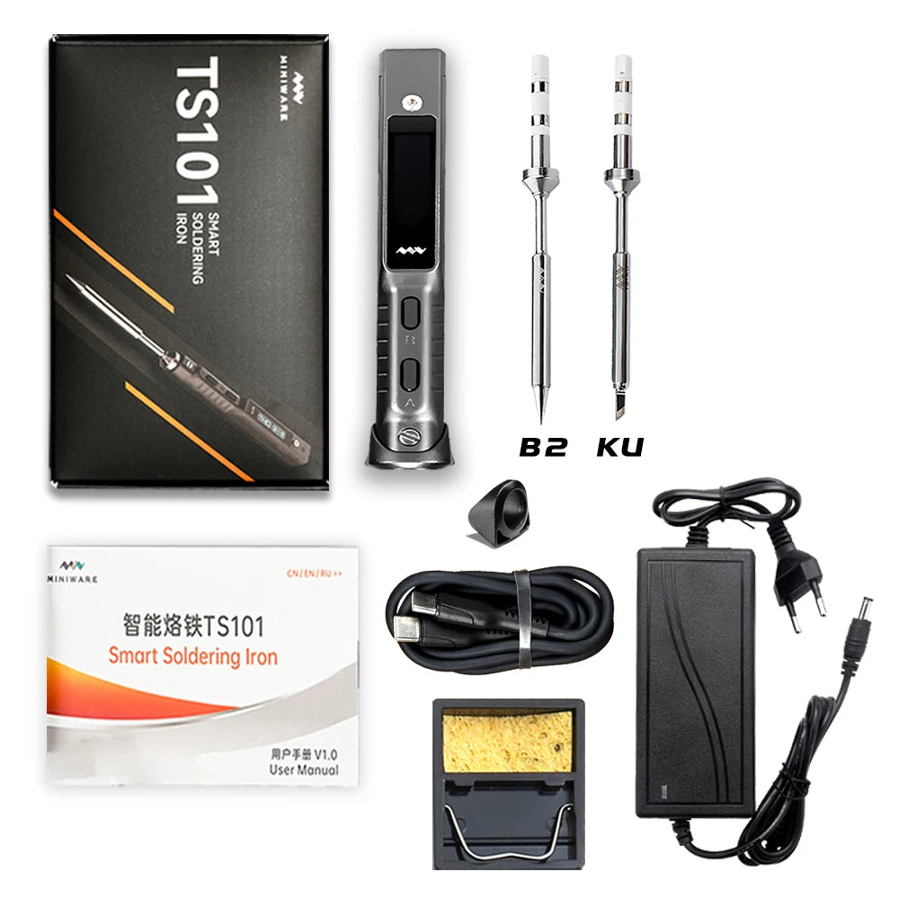 Original TS101 Electric Soldering Iron Adjustable Temperature Digital USB Mini Solder Station 90W TS100 TS 101 Upgrade With Tips
