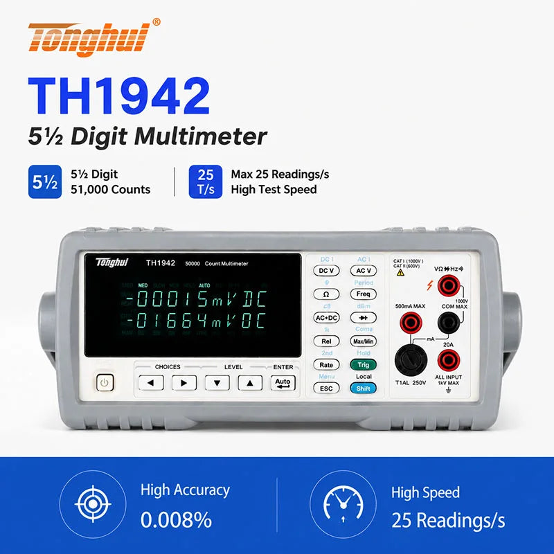 Tonghui TH1963A TH1953 6½ Digit Benchtop Multimeter, High Precision 1199999 Counts, True RMS USB RS232