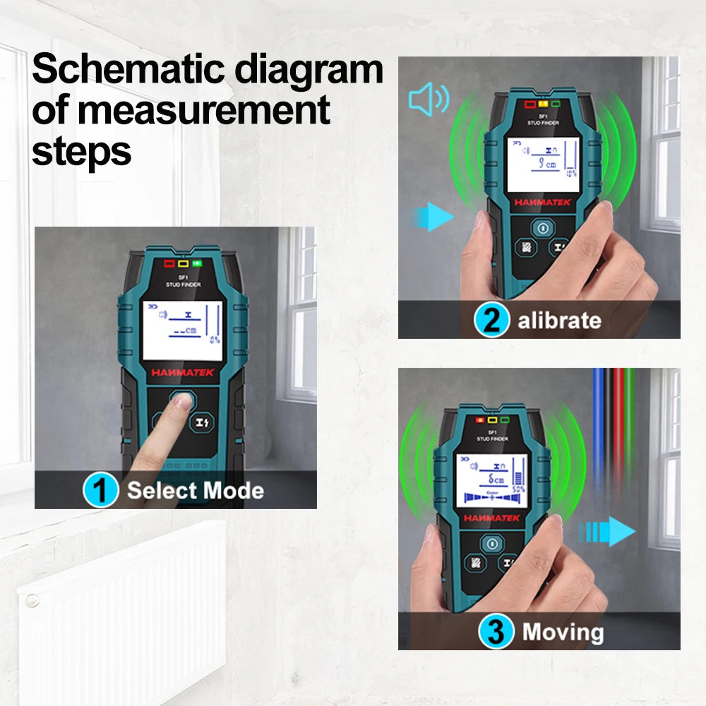 HANMATEK SF1 Stud Finder Wood Studs Metal Detection of Live Cable Metal Depth Measurement Finder Wall Detector Scanner