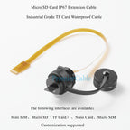 Outdoor IP67 Micro SD(TF) Card Extension Cable Panel Mount TF Card Flex Extender FPC IP67 Waterproof Cable For Cabinet Chassis