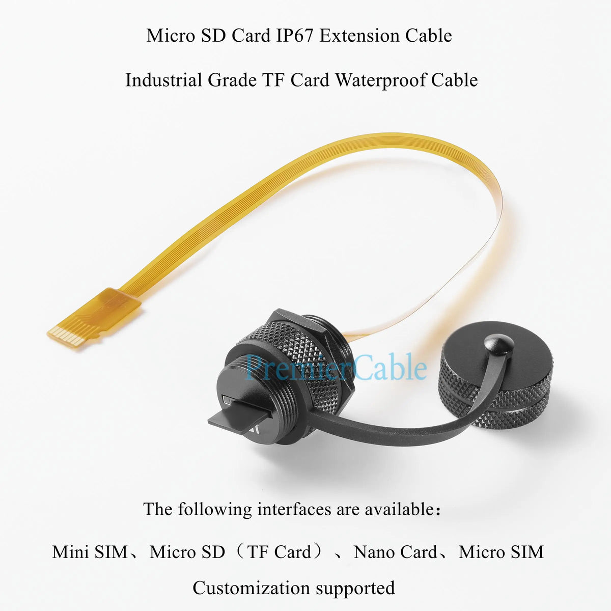 Outdoor IP67 Micro SD(TF) Card Extension Cable Panel Mount TF Card Flex Extender FPC IP67 Waterproof Cable For Cabinet Chassis
