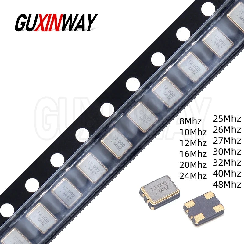 10PCS SMD 3225 SMD passive quartz crystal oscillator 8Mhz 10Mhz 12Mhz 16Mhz 20Mhz 24Mhz 25Mhz 26Mhz 30Mhz 32Mhz 40Mhz 48Mhz