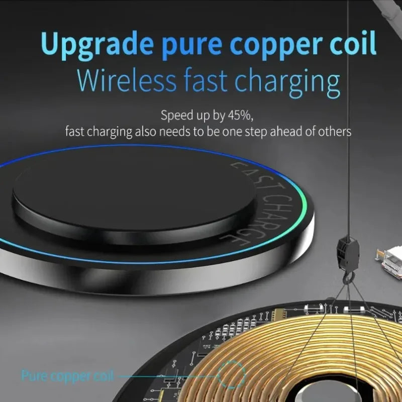 Portable Mini Desktop Wireless Charger Stand Pad For iPhone 17 16 15 14 13 12 Pro Max Samsung S25 Xiaomi Fast Charging Station