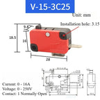 5pcs Travel Limit Switch Micro Switch Self-resetting V-152-1C25 3-pin Miniature Push Button Tactile Microswitch V-152 V-153 V-15