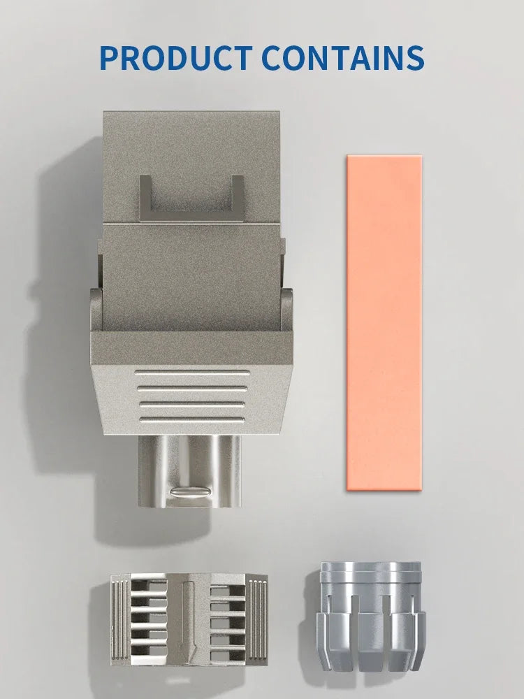 RJ45 CAT8 CAT7 CAT6A Keystone Jack Network Shielded Tool-Free Coupler 180 Degree Type Zinc Alloy Module Adapter Coupler