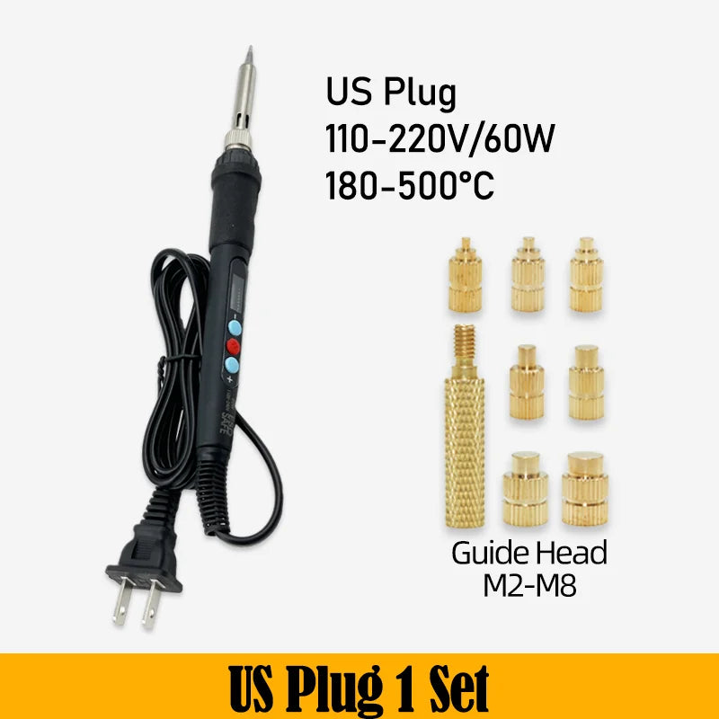 Heat Set Insert Press Tool Electric Soldering Iron Tip M2 M3 M4 M5 M6 M8 Thread Brass Inserts Nut Embedded Kit for 3d Printing