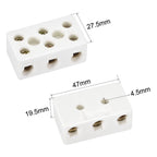 1/2Pcs 380V/25A 3Way 8Hole Ceramic Wiring Terminal Block High Frequency Porcelain Electrical Wire Connector Electrical Equipment