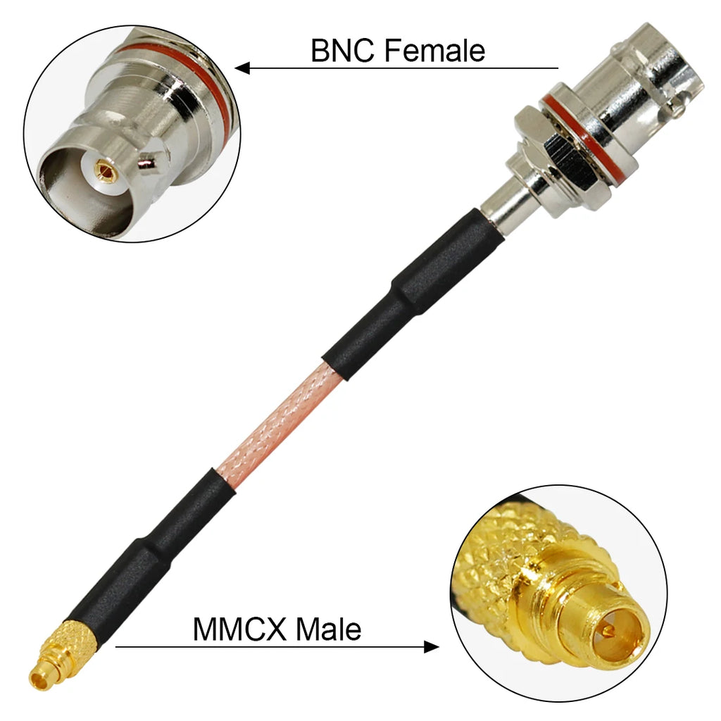 New BNC Female Jack Nut Small Panel to MMCX Male Plug Straight Connector RG316 Coaxial Cable 15CM 6"/30CM/50CM Adapter