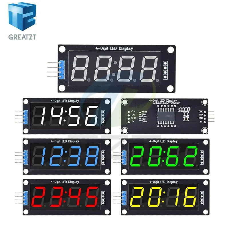 TM1637 LED Display Module for Arduino 4 Digit Tube 7 Segment 0.56 inch Time Clock Indicator Module Red Blue Green Yellow White