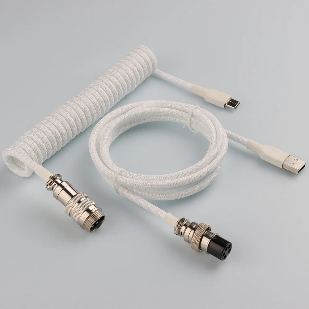 LANO 8 Colors Metal Aviator Connector GX16 USB to Tpye C Keyboard Spiral Cable PC Desk Accessories Connector For Pc Accessorie