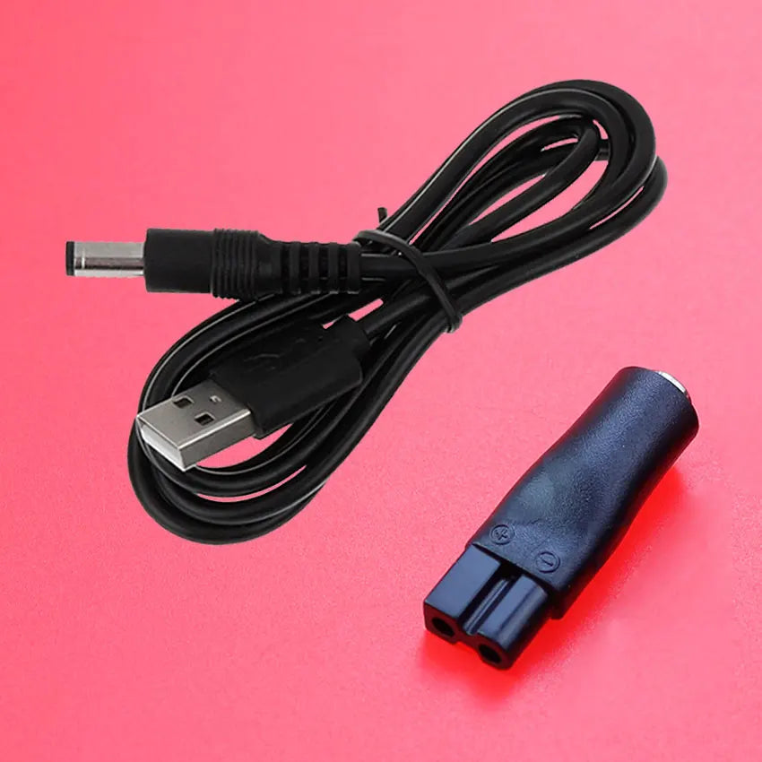 2/7Pcs 5V DC 5.5*2.1mm USB Power Cord Cable Double Hole Charging Adapter Plug For All Kinds Hair Clippers Beard Trimmers Shavers