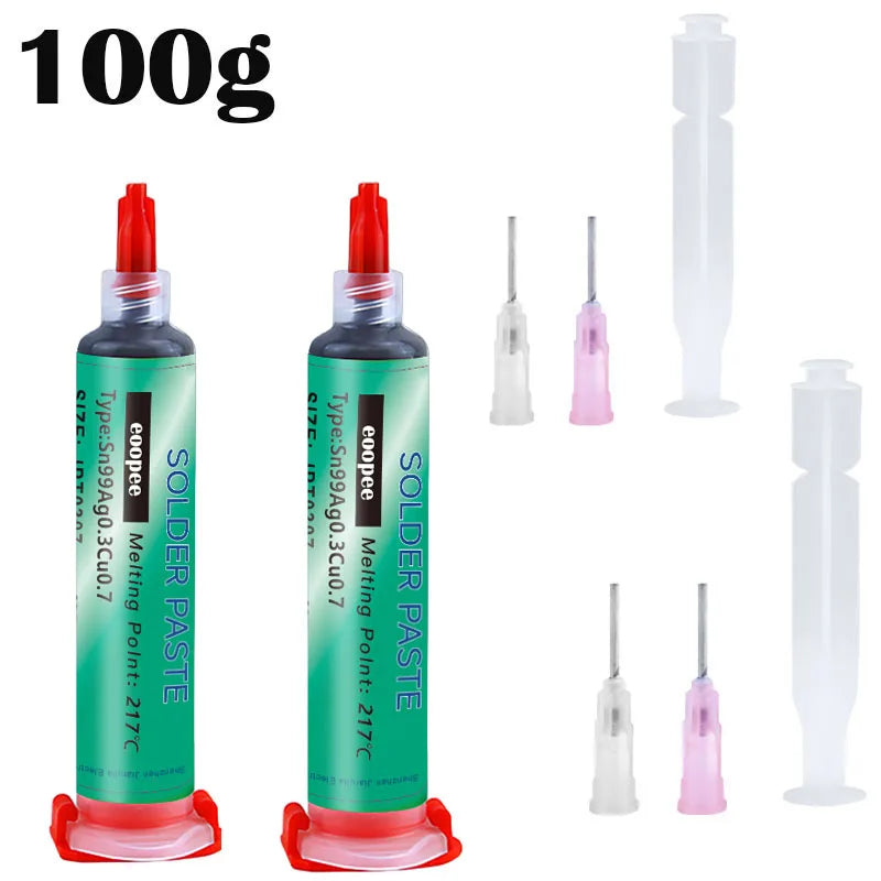 Sn99Ag0.3Cu0.7 Lead Free Solder Paste Needle Tube for PCB/BGA/SMD Soldering USB Socket Repair Tin Welding Solder Paste 20-38um
