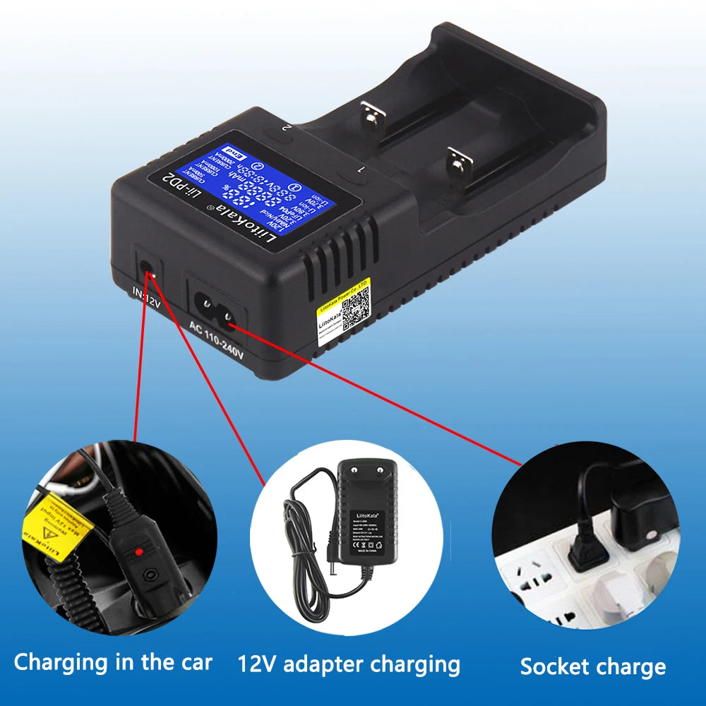 Liitokala Lii-PD4 Lii-PD2 18650 Battery Charger for 1.2V 3.7V NiMH 26650 21700 18350 18500 14500 AA AAA LiFePO4 Batteries
