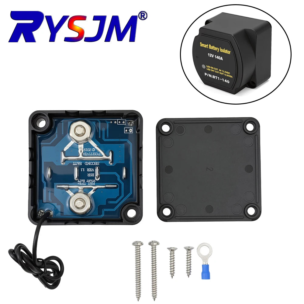 For Car RV Boat Marine Turck 12V 140A Dual Smart Battery Isolator Relay Voltage Sensitive Protection VSR Split Charge