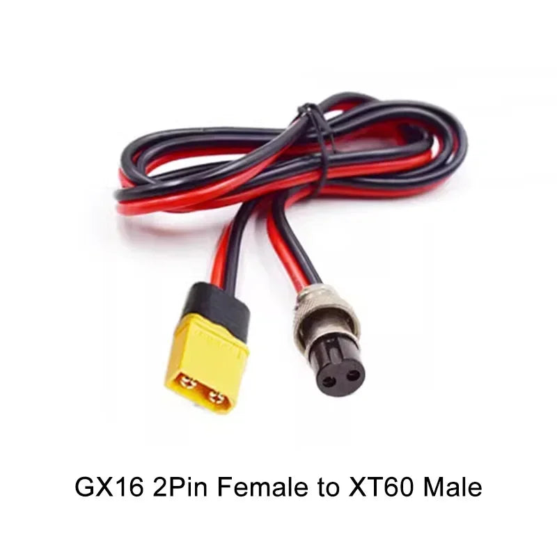 12AWG XT60 to GX16 2Pin/3Pin Aviation Plug Male and Female Power Output Line Electric Vehicle Battery Charging Line 0.3m-3M