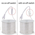 220v Led strip 2835 High Brightness 120LED/m with ON-OFF Switch Waterproof Flexible Led Tape Diode Lamp for Home Room Decor