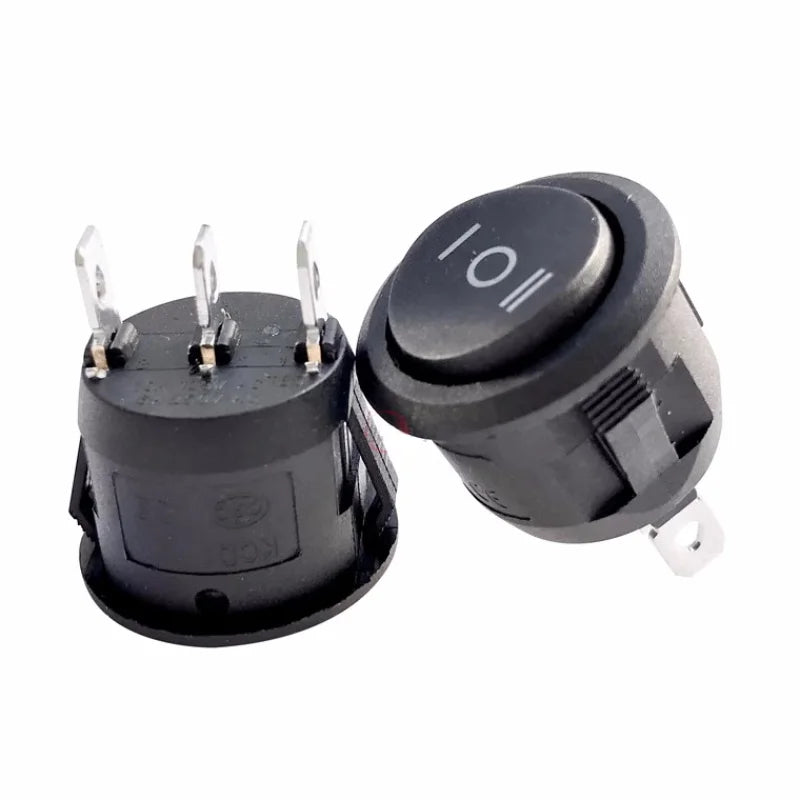 5/10 PCS KCD1-105 20mm Round Rocker Switch 3 Pin SPDT ON-OFF-ON Black Car Boat Automotive Toggle Switch