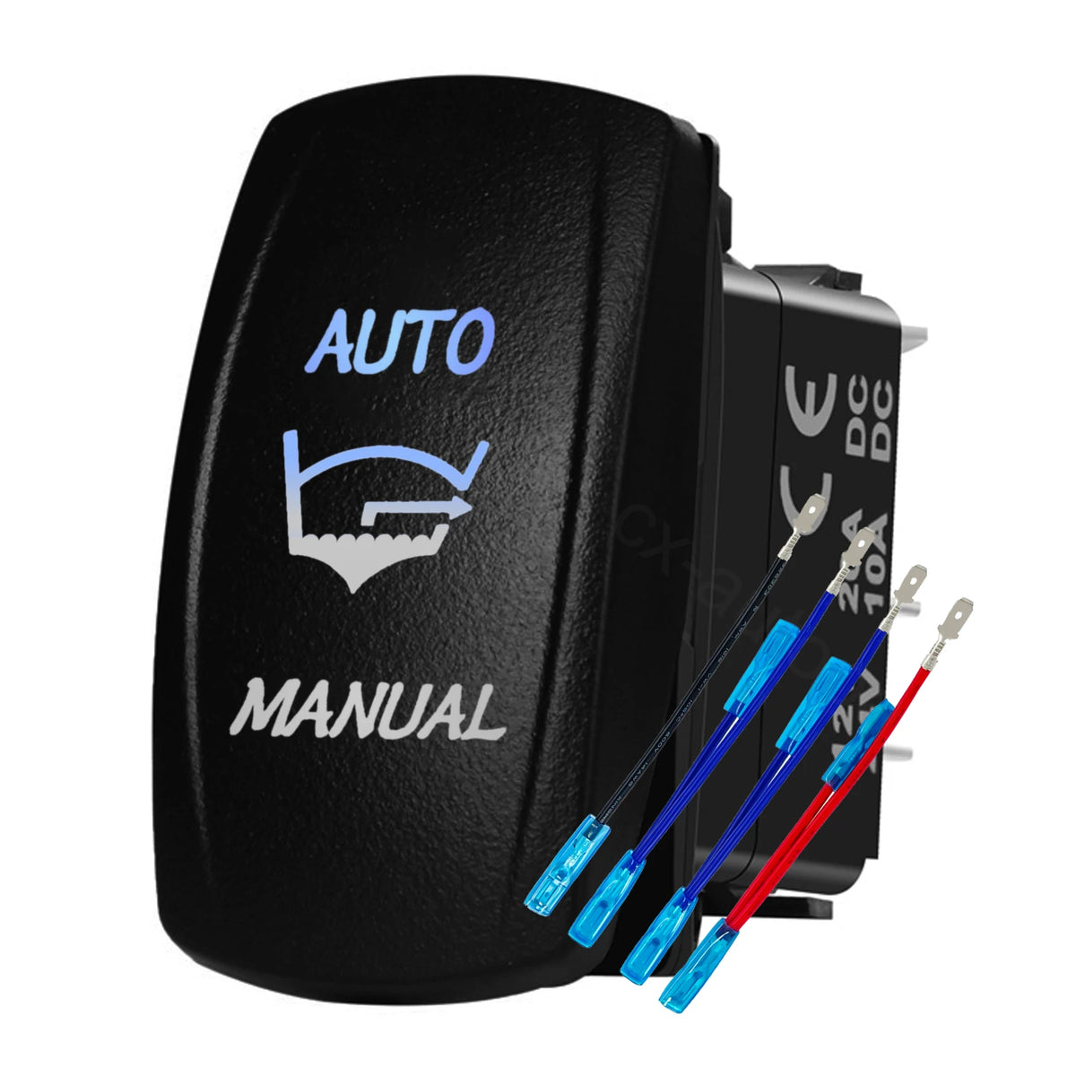 12V 24V Boat Trim Tabs Switch (ON)-OFF-(ON) Momentary Rocker Switch Waterproof Blue Light ON-OFF Toggle Switch With Harness
